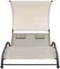 vidaXL Doppel-Sonnenliege mit Sonnendach Textilene Creme 310544 Bild 2
