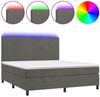 vidaXL Boxspringbett mit Matratze & LED Dunkelgrau 160x200 cm Samt 3136012 Bild 2