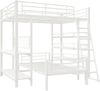 Etagenbett Hoch-Tief 204x206x180 cm, Metallrahmen, kompatibel mit 140x200 & 90x200 Matratzen, 150 cm Loft, Weiß Bild 5