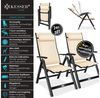 KESSER® Gartenstuhl Hochlehner mit Armlehnen | Aluminium Klappstuhl inkl. Kopfkissen Campingstuhl 7-Fach Verstellbar Rückenlehne | Atmungsaktiv & Wetterfest | Klappbar & Anti-Rutsch Beige, 2 Stück Bild 2