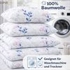 ZIRVEHOME Bettwäsche Baumwolle Bettwäsche-Set Weiß Bettbezug rosa-blauem Floralmuster, Renforce, 3 teilig, Baumwolle Bettbezug Weiß mit Blumenmuster Rosa Blau Bild 2