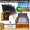 BRAST® Strandkorb Rügen Deluxe | für 2 Personen | 120cm breit | 5 Designs | inkl. wetterfeste Abdeckhaube | verstellbare Rückenlehne weiches Fußkissen | Grau/Blau/Olive - gestreift Bild 4