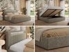 Polsterbett GOLD 5 CLASSIC 140 x 200 cm mit LED-Beleuchtung & Bettkasten, Doppelbett inkl. Lattenrost, Metall-Lift-System & Stauraum - Grau Struktur Bild 2