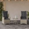 vidaXL 3-tlg. Bistro-Set mit Kissen Hellgrau Poly Rattan 365278 Bild 3