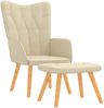 vidaXL Relaxsessel mit Hocker Creme Stoff [327536] Bild 2