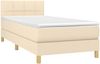Boxspringbett mit Matratze & LED Stoff Creme 90x200 cm, Härtegrad: H2 [3133690] Bild 3