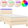Boxspringbett mit Matratze & LED Stoff Creme 90x200 cm, Härtegrad: H2 [3133690] Bild 2
