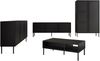 Wohnzimmer-Set Pyrunt Bis I Kommode, TV-Lowboard, Couchtisch, Vitrine (Farbe: Schwarz) Bild 2