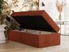 Boxspringbett 90x200 Polsterbett ZERO 90 Einzelbett ohne Kopfteil, inkl. Stauraum & Multipocket-Matratze, Hotelbett - Orange Plüsch - H3 - Topper T25 Bild 3
