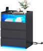 MSMASK Nachttisch mit 3 Schubladen, Steckdosenleiste und LED-Beleuchtung (1-St), Nachtschrank, Beistelltisch, 40x35x60cm Bild 2