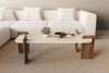 Modern Coffee Table, 120 x 60 x 35 cm, Travertine & Walnut | 100% Melamine Coated Chipboard | Stylish & Functional Design for Any Living Space Bild 3