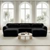 3-Sitzer Sofa 291x179x73 cm aus Plüschstoff rahmenlos modular mit 2 Ottomanen, schwarz Bild 2