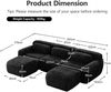 3-Sitzer Sofa 291x179x73 cm aus Plüschstoff rahmenlos modular mit 2 Ottomanen, schwarz Bild 4