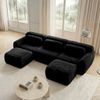 3-Sitzer Sofa 291x179x73 cm aus Plüschstoff rahmenlos modular mit 2 Ottomanen, schwarz Bild 3