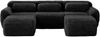 3-Sitzer Sofa 291x179x73 cm aus Plüschstoff rahmenlos modular mit 2 Ottomanen, schwarz Bild 5