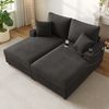 Merax Doppelschlafsofa mit Schlaffunktion, gepolsterter Liegefunktion, Handyhalterung, USB-Anschluss und Getränkehalter, Grau Bild 3