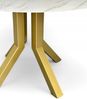 Runder ausziehbarer Esstisch Ø100–200 cm Weißer Marmor – Goldene Metallbeine X SLIM Bild 5
