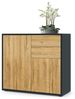 Vladon Sideboard Ben, Kommode mit 2 Türen und 2 Schubladen, Schwarz matt/Eiche Natur (79 x 74 x 36 cm) Bild 4