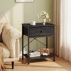 SONGMICS Beistelltisch mit Schublade, Nachtschrank mit Ablage, Nachttisch für Wohnzimmer, Schlafzimmer, Holz, schwarz Bild 3