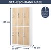 Umkleideschrank Spind IGOR - 6 Abteile, Etikettenhalter Lüftungsschlitze | Umkleidespind Schließfachschrank Garderobenspind, 185x90x45cm Weiß-Sonoma Eiche Bild 2