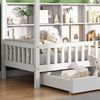 Hausbett Kinderbett mit Mehrzweck-Bücherregal-Speichergitter-Kabinett Ablageregal und zwei großen Schubladen mit Stauraum und Kaminform 90x200 Weiß Bild 4