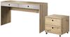 Schreibtisch Kuki PC-Tisch Rollcontainer 138x50cm bernstein eiche platingrau Bild 1