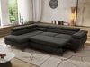 MKS Möbel 'Pablo L-Form' Ecksofa mit Schlaffunktion, verstellbare Kopfstützen, Dunkelgrau, Samt, ohne Topper, Links Bild 4
