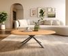 Couchtisch Edge Oval 140x75 cm Eiche Natur Runde Kante Sarity Edelstahl gebürstet Bild 2