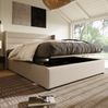 Polsterbett 180x200 cm mit Bettkasten – hydraulisches Doppelbett aus Leinen in Beige Bild 5