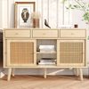 Sideboard Kommode 120 x 40 x 78 cm mit 3 Schubladen und 3 Türen, Anrichte im Retro Design, Eichenfarbe, Schubladenschrank mit 6 Fächern Bild 3