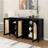 Merax Modernes Sideboard im minimalistischen Stil 4-Rattantür, Metallgriff einfaches Buffetschrank für Esszimmer, Wohnzimmer, Küche (Schwarz) Bild 3