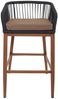 2er-Set Rope-Barhocker HWC-O22, Outdoor Sitzpolster Seilgeflecht Metall Holz-Optik ~ anthrazit, Kissen taupe Bild 5