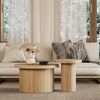 Couchtisch Set rund, 2er Set Beistelltische mit Holzmaserung, platzsparend kombinierbar Bild 3