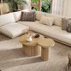 Couchtisch Set rund, 2er Set Beistelltische mit Holzmaserung, platzsparend kombinierbar Bild 5