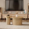 Couchtisch Set rund, 2er Set Beistelltische mit Holzmaserung, platzsparend kombinierbar Bild 4
