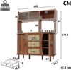 Hochwertiger Buffetschrank mit Rattanoptik & Glasschiebetüren, 174,5cm hoher Küchenschrank mit Stauraum, Naturholz-/Nussbaum-Optik, belastbar bis 60kg Bild 5