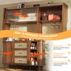 Hochwertiger Buffetschrank mit Rattanoptik & Glasschiebetüren, 174,5cm hoher Küchenschrank mit Stauraum, Naturholz-/Nussbaum-Optik, belastbar bis 60kg Bild 4