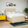 vidaXL Boxspringbett mit Matratze Creme 140x190 cm Stoff 3292056 Bild 3