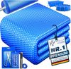 KESSER® Pool Solarabdeckplane | Solarfolie Stärke 120µm | Solarabdeckung Solarplane zuschneidbar | Poolsolarplane Solar Folie inkl. 1x Schere, 1x Lochzange & 12x Ösen | Poolheizung für Wassererwärmung Blau, Ø 244 cm Bild 1