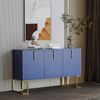 Modernes Sideboard, 3 Türen, navyblau/gold, verstellbare Regale, 138x40x80,5 cm Bild 2