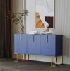 Modernes Sideboard, 3 Türen, navyblau/gold, verstellbare Regale, 138x40x80,5 cm Bild 4