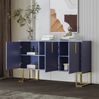Modernes Sideboard, 3 Türen, navyblau/gold, verstellbare Regale, 138x40x80,5 cm Bild 3