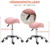 HOMCOM Rollsitz 360° drehbar Hocker Bürohocker Sattelhocker (Rollhocker, 1 St, höhenverstellbar 49-61 cm Arbeitshocker), für Büro Salon Massage Spa Rosa Bild 4