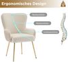 Merax Samt-Esszimmerstuhl, 6er-Set, Wohnzimmer, Schlafzimmer, Lounge-Stuhl mit vier Goldene Metallstützbeinen, Mit Armlehnen und verstellbaren Füßen, Lendenwirbelstütze, Beige Bild 5