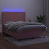 vidaXL Boxspringbett mit Matratze & LED Rosa 140x190 cm Samt 3139444 Bild 3