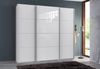 Schwebetürenschrank Kleiderschrank B225 cm extra H236 cm 3-türig. Weiß, 1x Tür Glas Weiß Bild 3