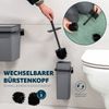 2tlg. Bad-Set SAVONA Softtouch inkl. Wandhalterung, Kosmetikeimer 6 Liter und WC-Garnitur, eckig - grau Bild 4