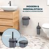 2tlg. Bad-Set SAVONA Softtouch inkl. Wandhalterung, Kosmetikeimer 6 Liter und WC-Garnitur, eckig - grau Bild 2