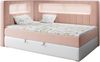 Boxspringbett mit LED, Einzelbett mit Bettkasten und Topper - JUNIOR GOLD 3 - 90x200 cm - Rosa und Weiß - Linke Seite Bild 2