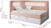 Boxspringbett mit LED, Einzelbett mit Bettkasten und Topper - JUNIOR GOLD 3 - 90x200 cm - Rosa und Weiß - Linke Seite Bild 4